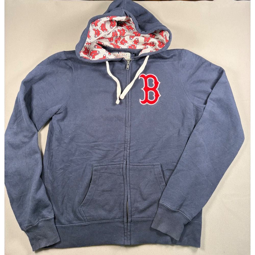 Boston Red Sox Hoodie Soft As A Grape Navy Blue Full Zip Sweatshirt Medium
